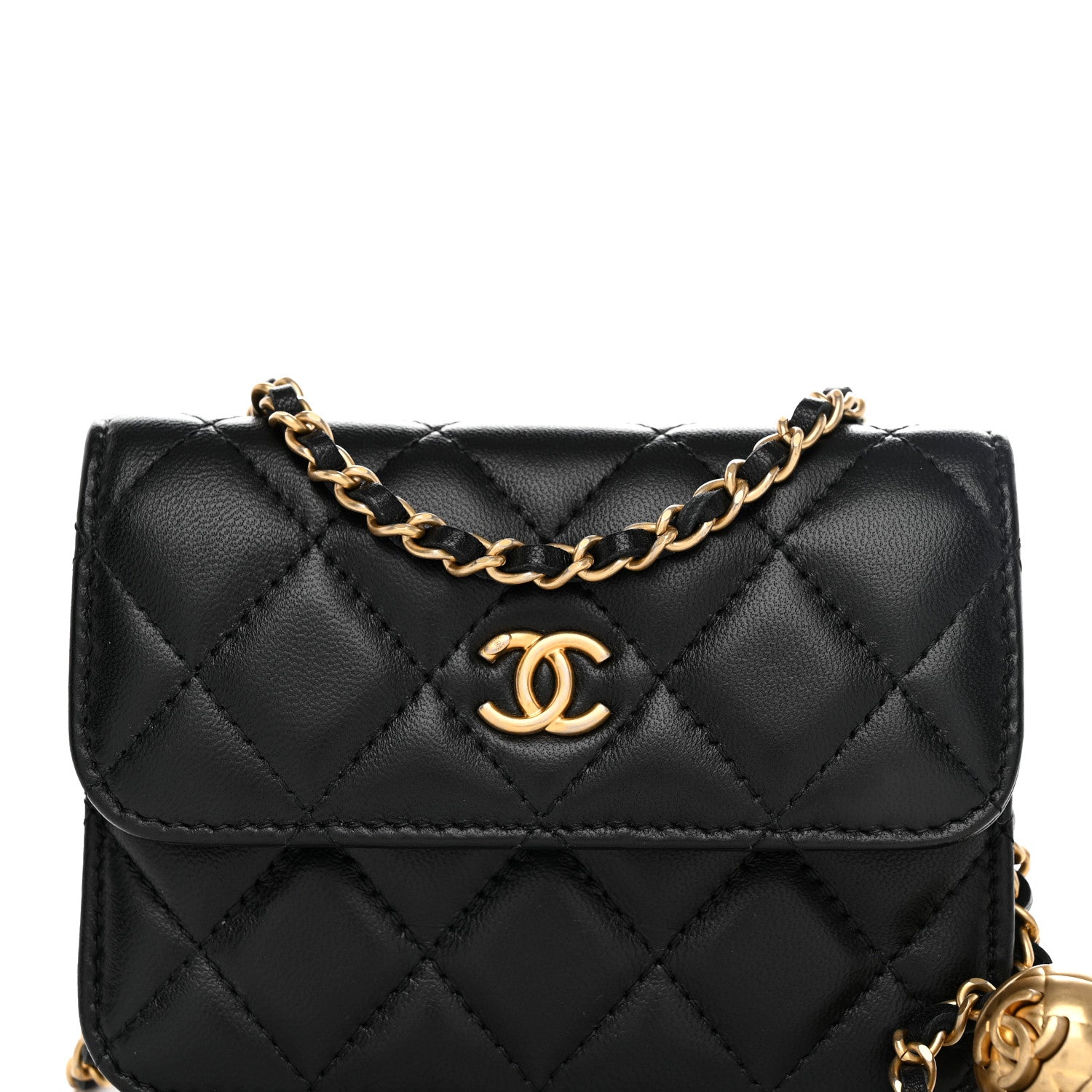 Chanel Lambskin Quilted Pearl Crush Clutch With Chain Black 8 of 12