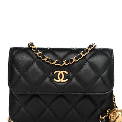 Chanel Lambskin Quilted Pearl Crush Clutch With Chain Black 8 of 12