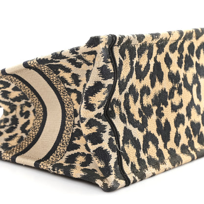 Christian Dior Canvas Mizza Embroidered Small Leopard Book Tote Beige 9 of 10