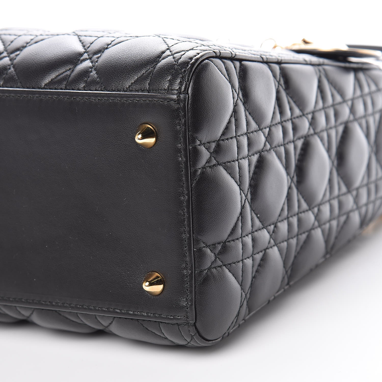 Christian Dior Lambskin Cannage Medium Lady Dior Black 10 of 11