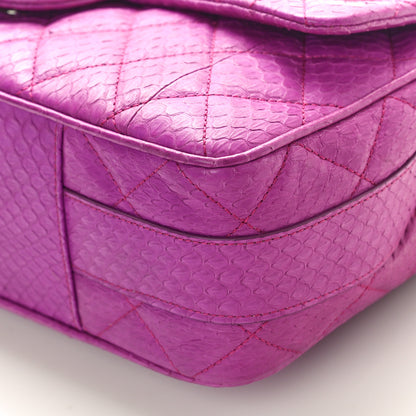Chanel Elaphe Snakeskin Quilted Jumbo Easy Carry Flap Purple 10 of 11
