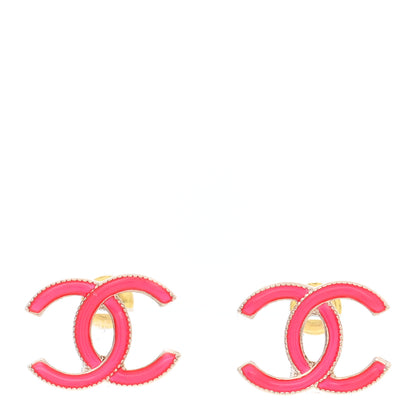 Chanel Enamel CC Earrings Pink Gold 1 of 5