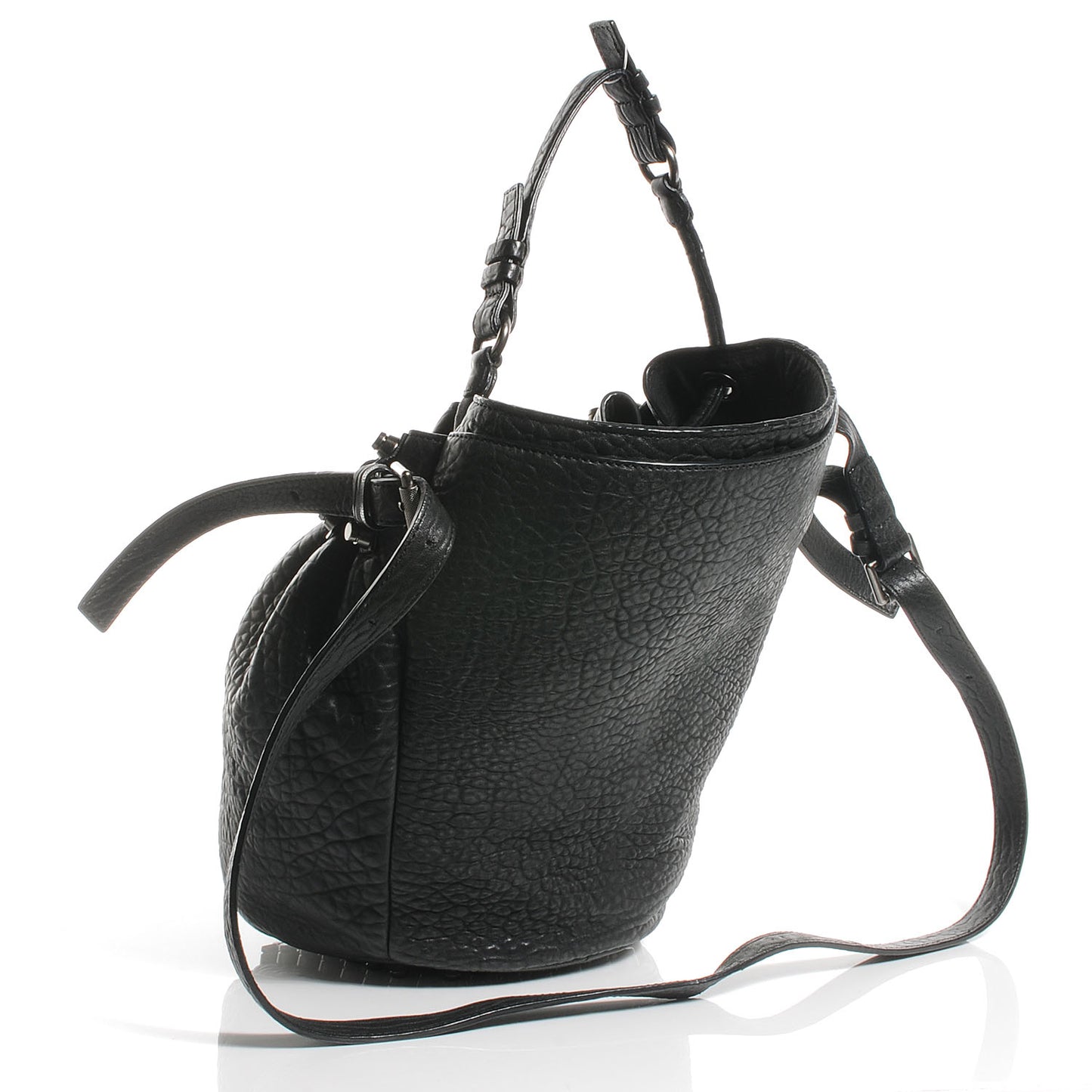 Leather Diego Bucket Bag Black