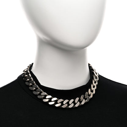 Saint Laurent Metal Curb Chain Necklace Oxidized Silver 2 of 4