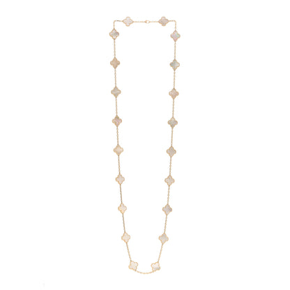 Van Cleef & Arpels 18K Yellow Gold Mother of Pearl 20 Motifs Vintage Alhambra Necklace 3 of 6