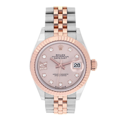 Rolex Stainless Steel 18K Everose Gold Diamond 28mm Oyster Perpetual Datejust Watch Sundust 279171 1 of 5