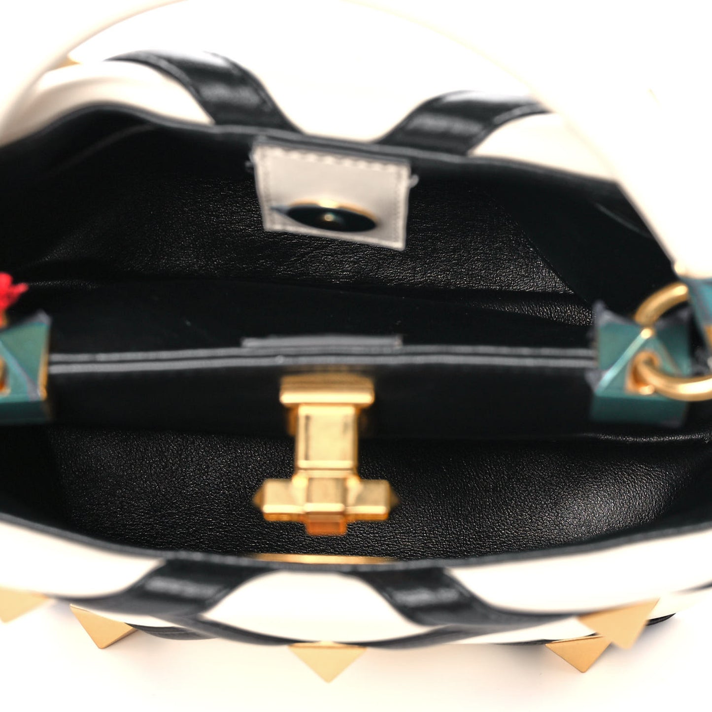 Nappa Small Roman Stud The Handle Bag Ivory Black