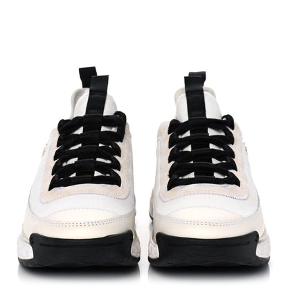 Chanel Velvet Calfskin Mixed Fibers CC Sneakers 38.5 Ivory Black 2 of 9
