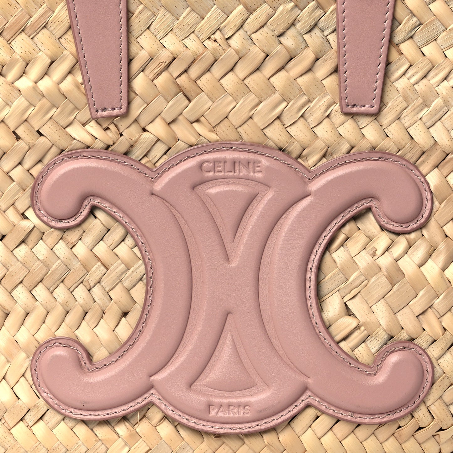 Raffia Calfskin Triomphe Teen Panier Vintage Pink