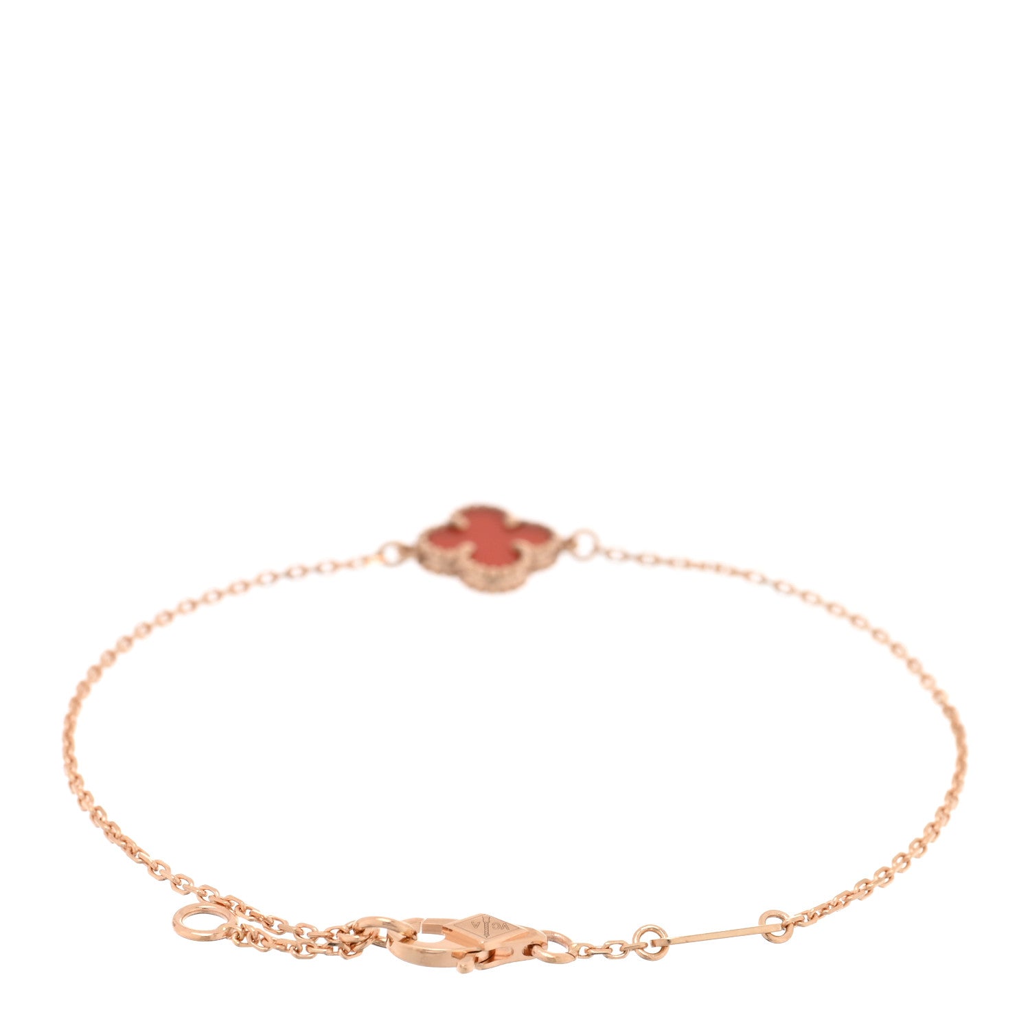 Van Cleef & Arpels 18K Rose Gold Carnelian Sweet Alhambra Bracelet 2 of 3