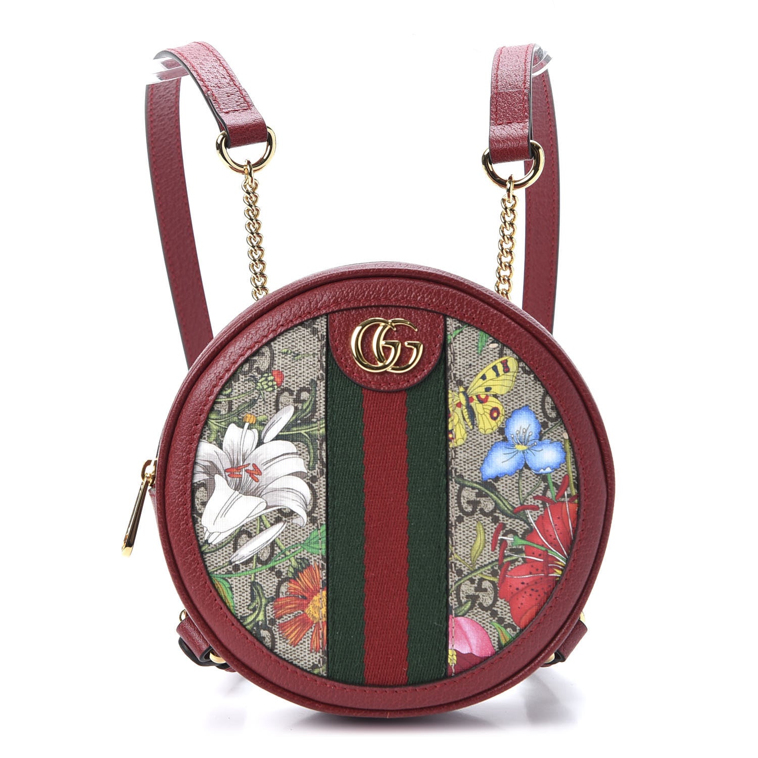 Gucci GG Supreme Monogram Web Flora Mini Ophidia Round Backpack Red 1 of 10