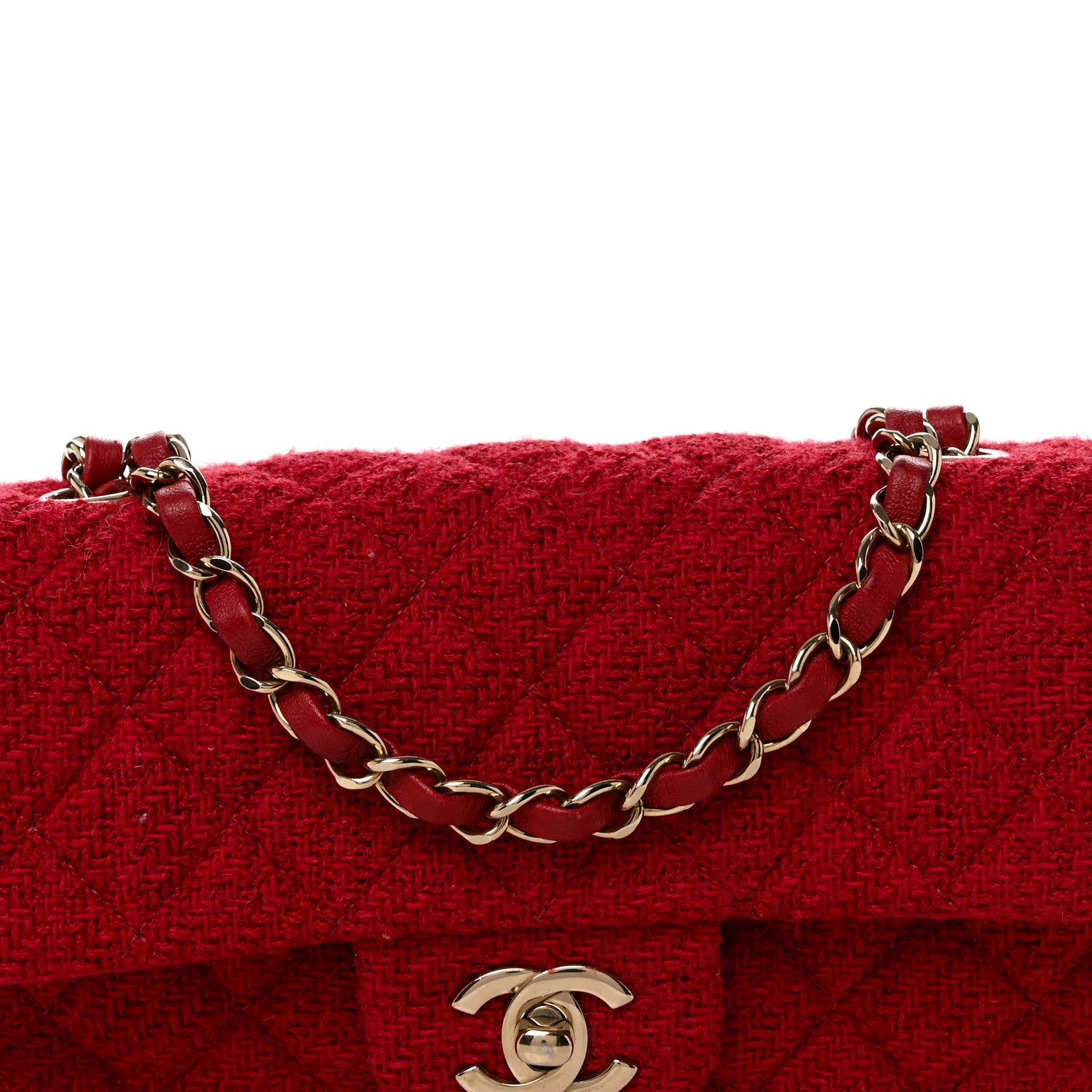 Chanel Tweed Quilted Mini Rectangular Flap Red 8 of 10
