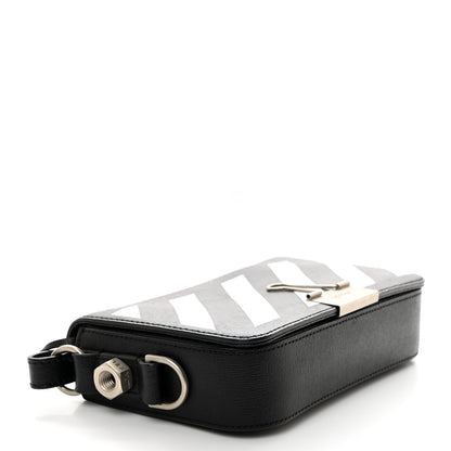 Off-White Saffiano Striped Mini Diag Binder Clip Bag Black White 2 of 11
