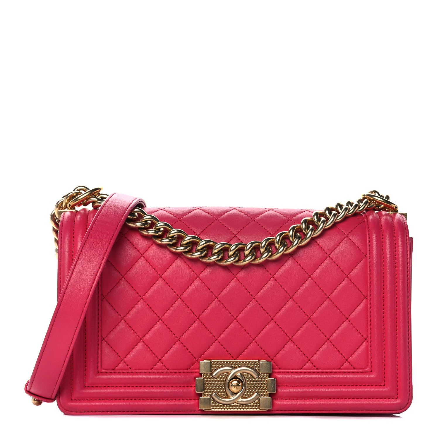 Chanel Lambskin Quilted Medium Boy Flap Fuchsia 1 of 13