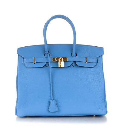 Hermes Taurillon Clemence Birkin 35 Bleu Paradis 1 of 27