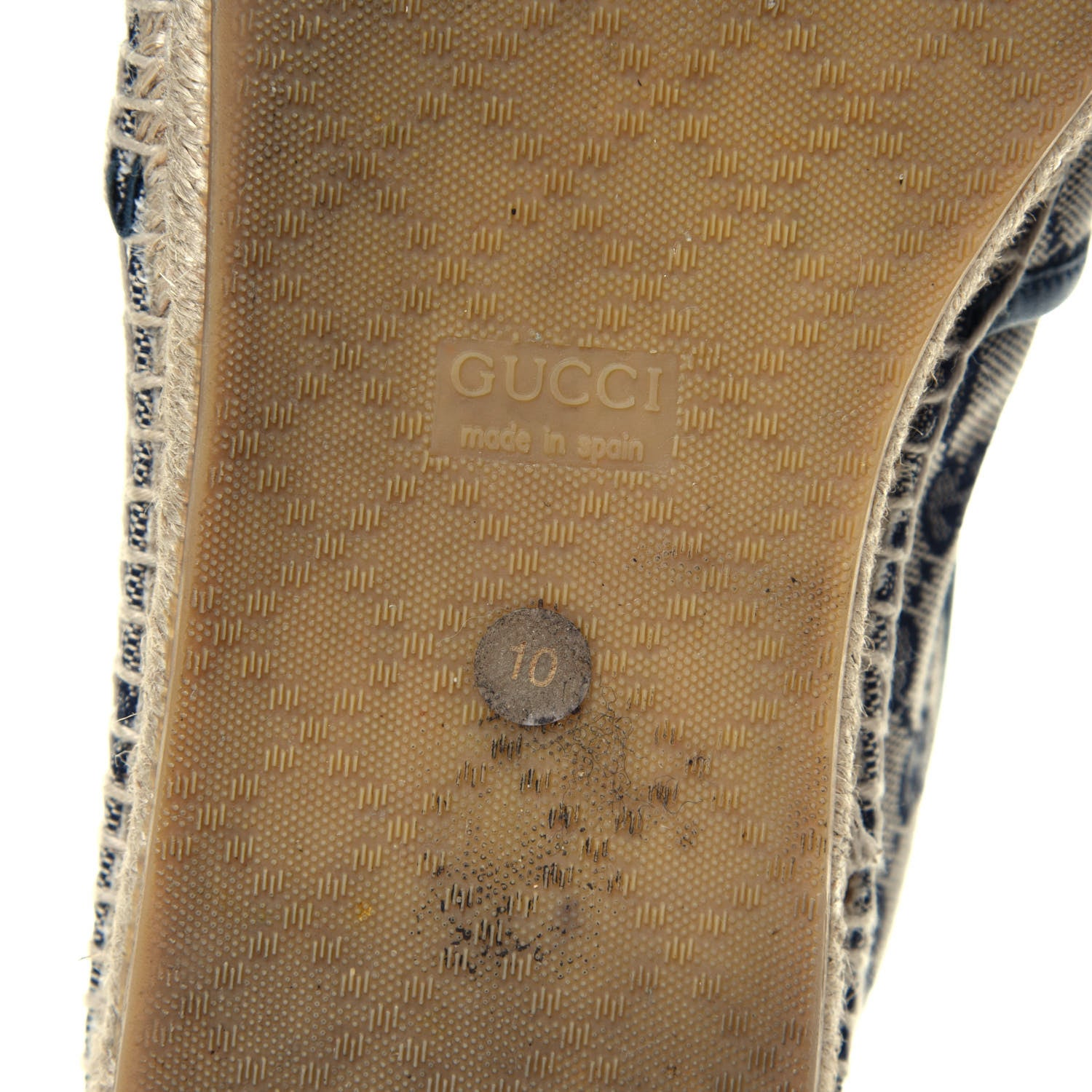Gucci Monogram Miro Soft Calfskin Mens Espadrilles 10 Beige Blue 6 of 7