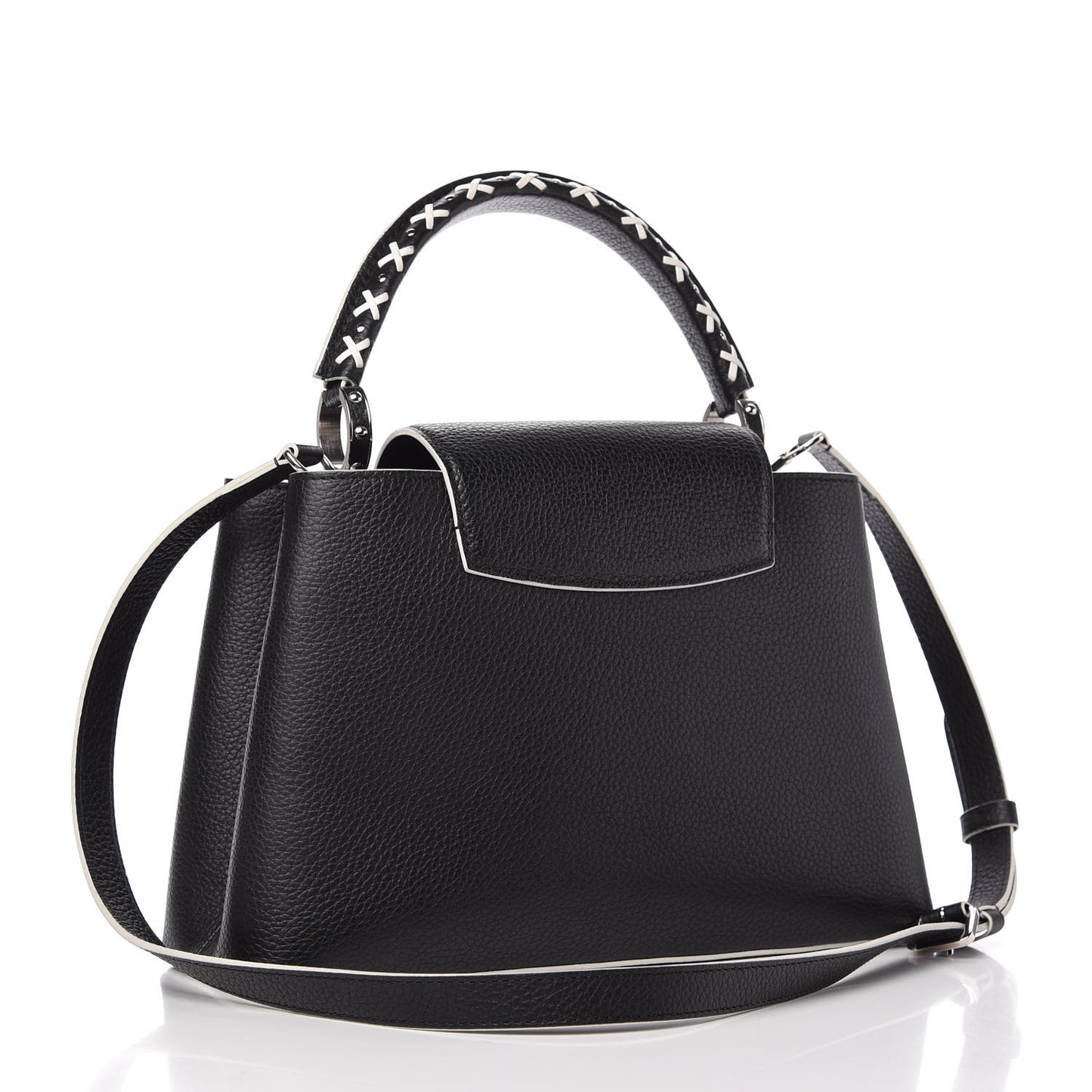 Taurillon Stitched Capucines PM Black