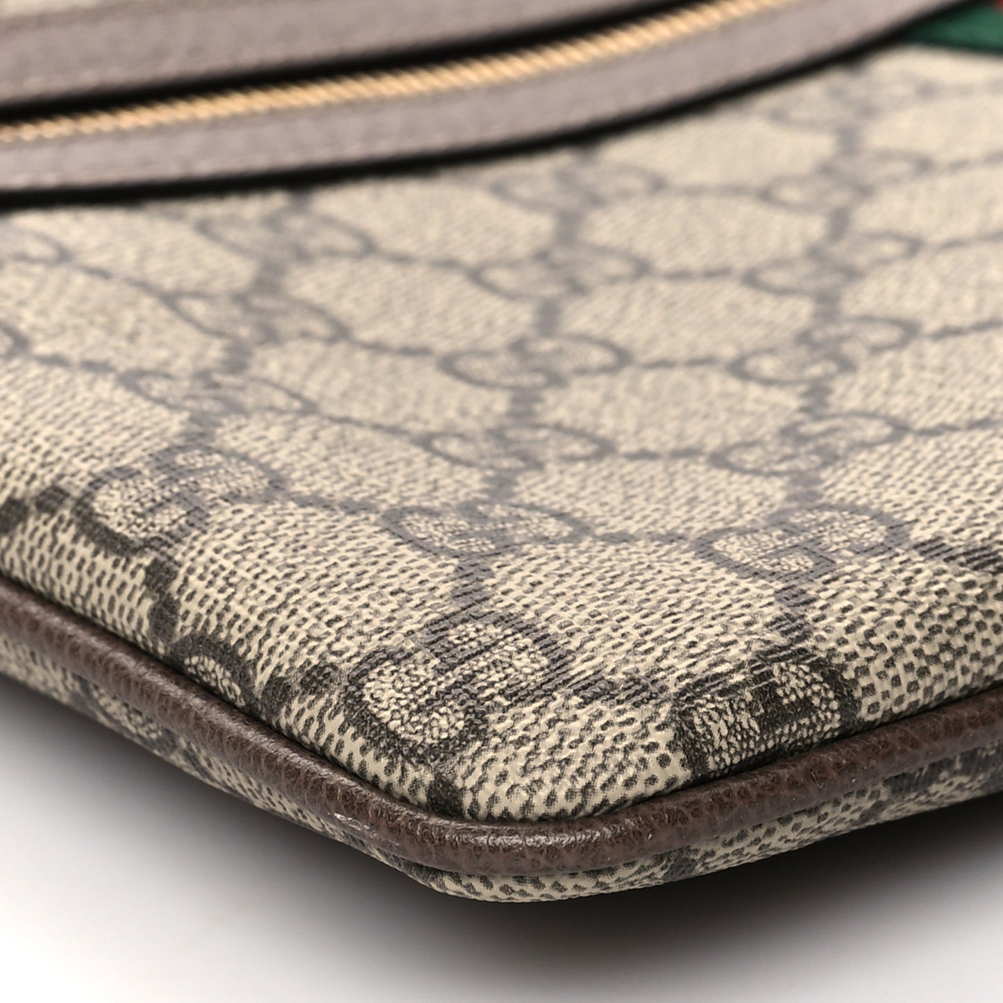 GG Supreme Monogram Large Ophidia Pouch Clutch Brown
