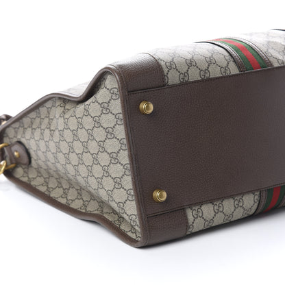 Gucci Soft GG Supreme Monogram Textured Dollar Calfskin Web Large Ophidia Carry-On Duffle Bag Beige Ebony New Acero 5 of 8
