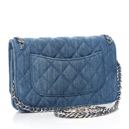 Chanel Denim Quilted Chain Around Wallet on Chain WOC Blue 3 of 11