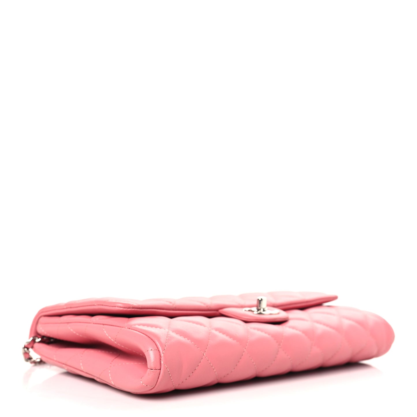 Lambskin Quilted Clutch with Chain Flap Pink