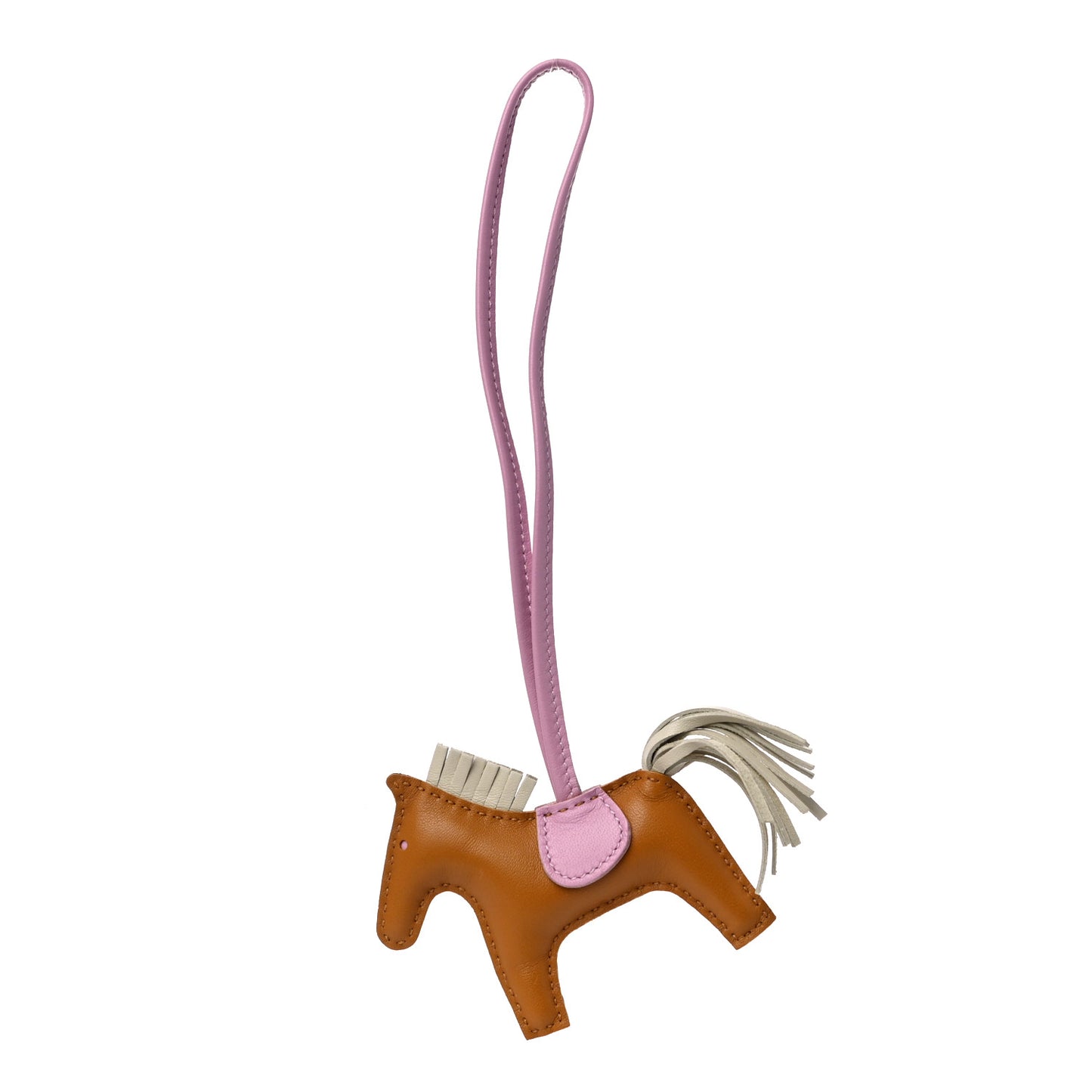 Milo Lambskin Grigri Rodeo Horse Bag Charm PM Sesame Mauve Sylvestre Craie