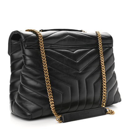 Saint Laurent Calfskin Y Quilted Monogram Medium Loulou Chain Satchel Black 3 of 15