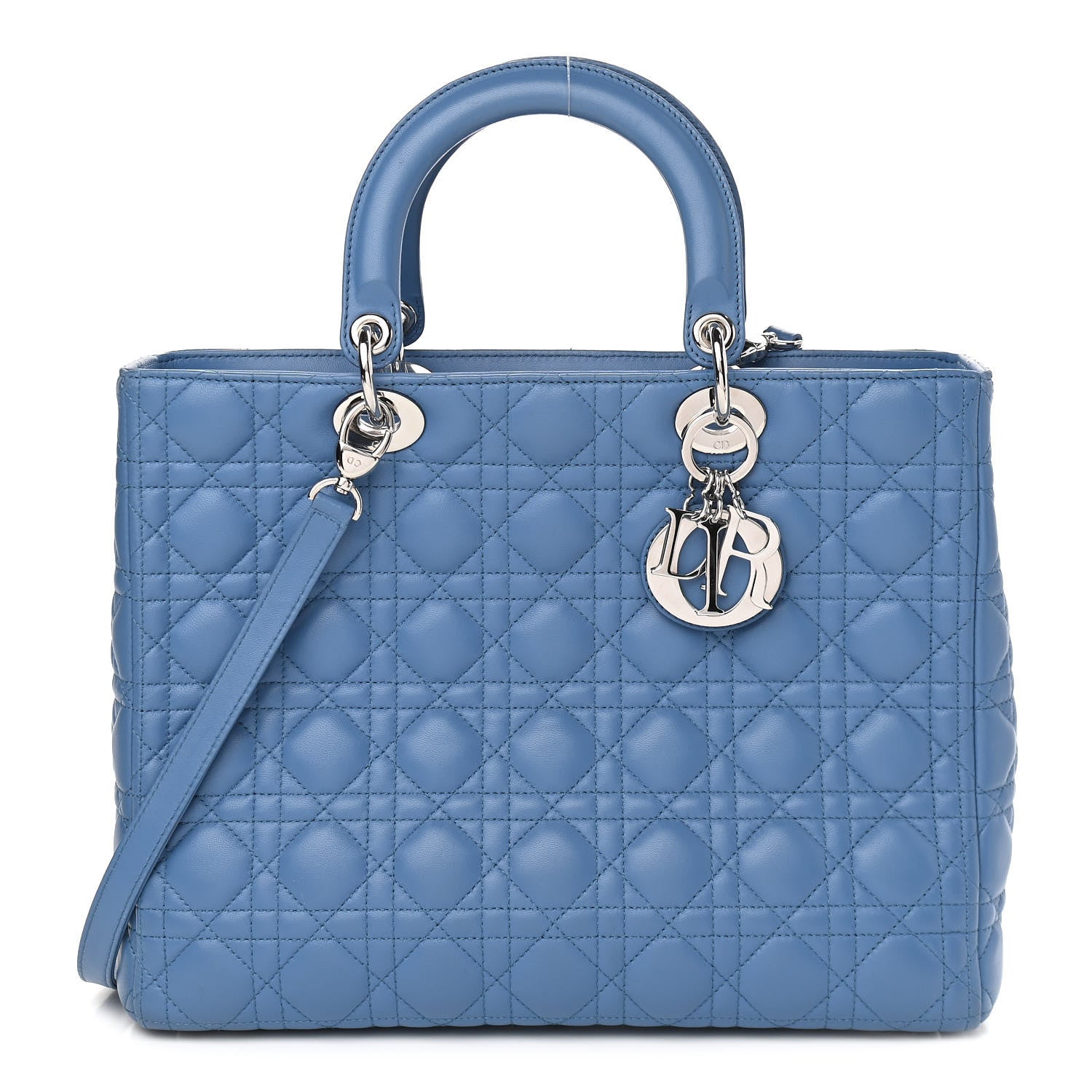 Christian Dior Lambskin Cannage Large Lady Dior Denim 1 of 11