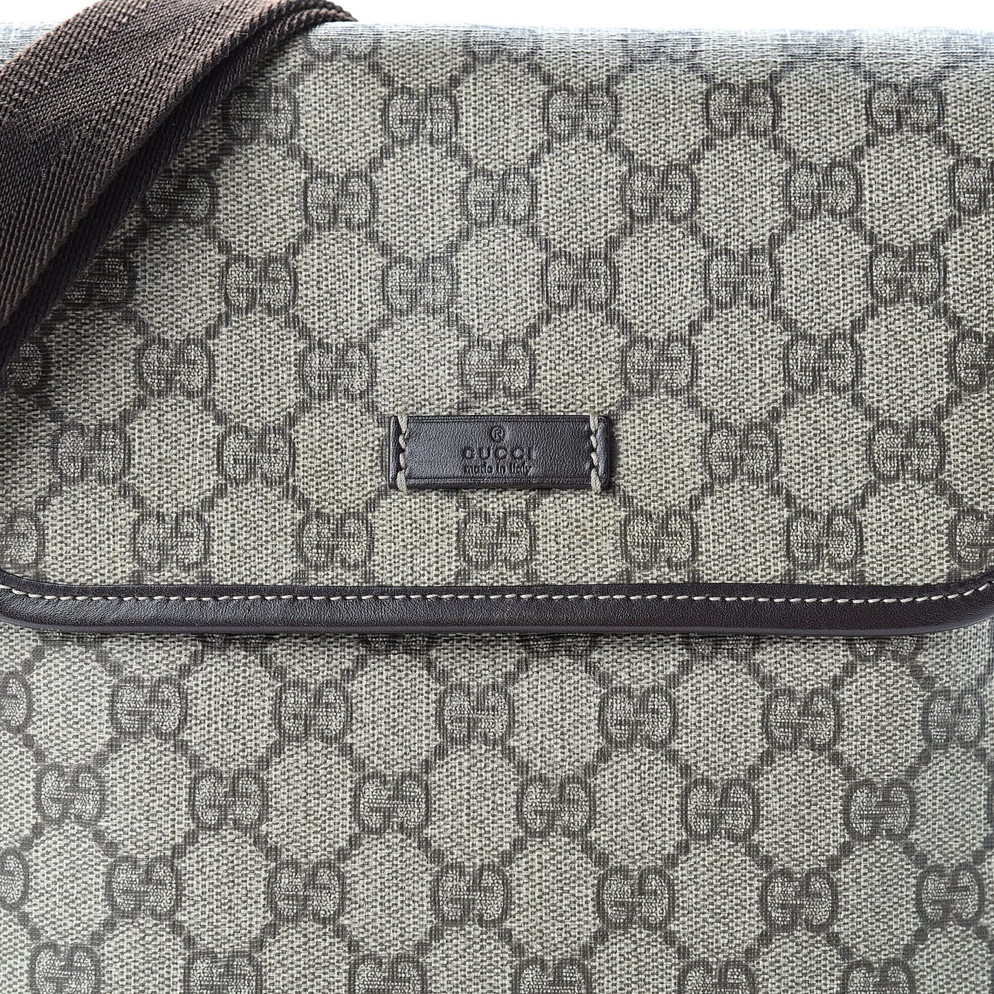 GG Supreme Monogram Selleria Calfskin Small Flap Messenger Bag Beige Ebony Cocoa Dark Chocolate