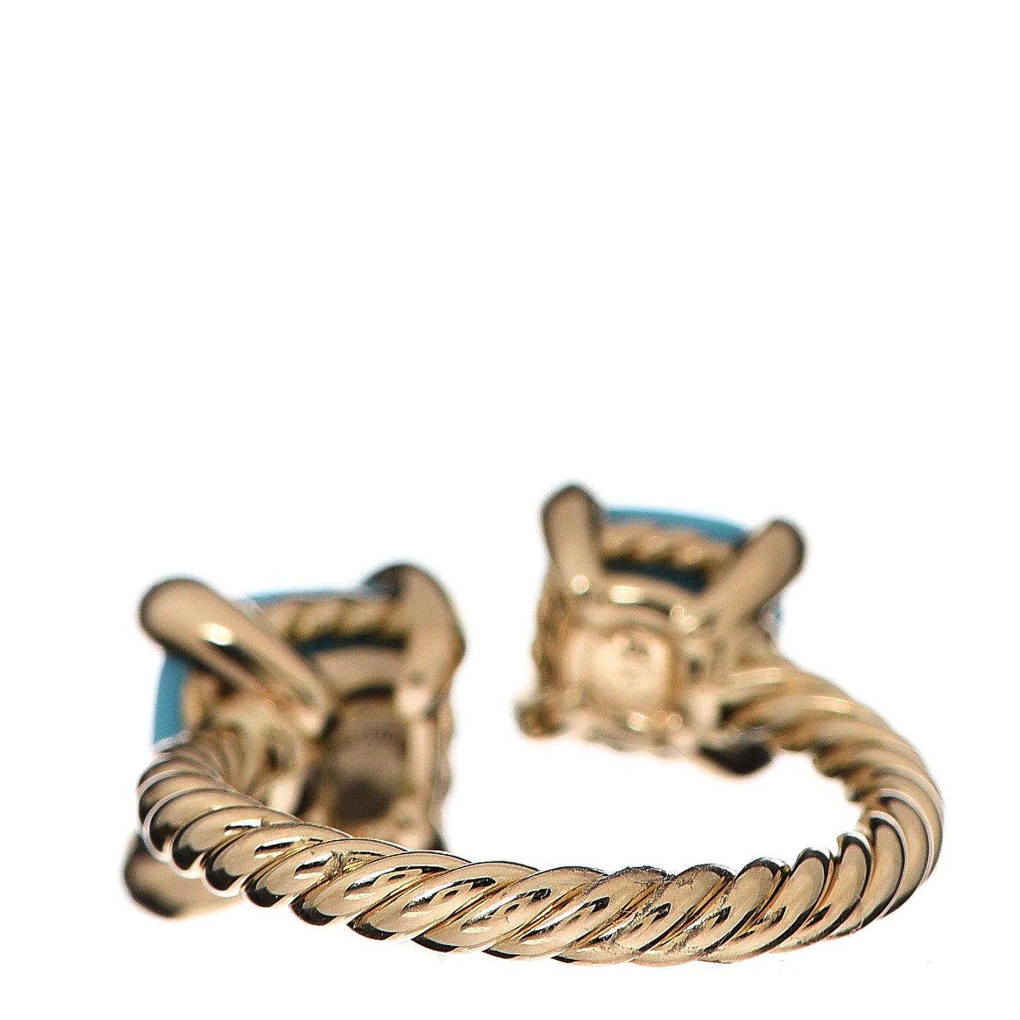 18K Yellow Gold Diamond Turquoise Chatelaine Bypass Ring 50 5.5