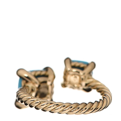 David Yurman 18K Yellow Gold Diamond Turquoise Chatelaine Bypass Ring 50 5.5 3 of 4