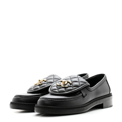 Chanel Lambskin Quilted CC Turnlock Loafers 37 Black 3 of 10