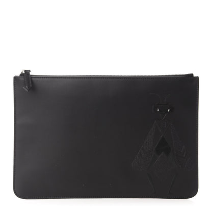 Fendi Calfskin Embroidered Bug Pouch Black 1 of 5