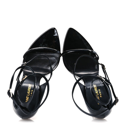 Saint Laurent Patent Calfskin Dita 110 Sandals 38 Black 2 of 11