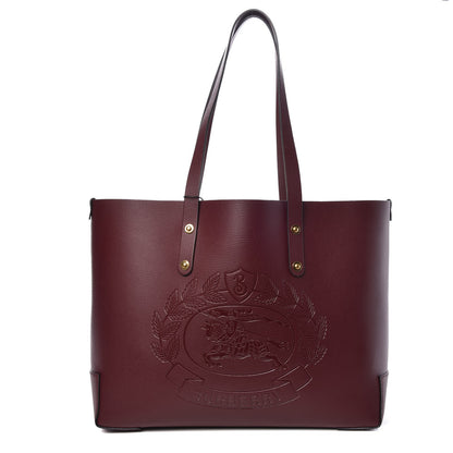 Burberry Calfskin Crest Embossed Small Tote Burgundy 1 of 8
