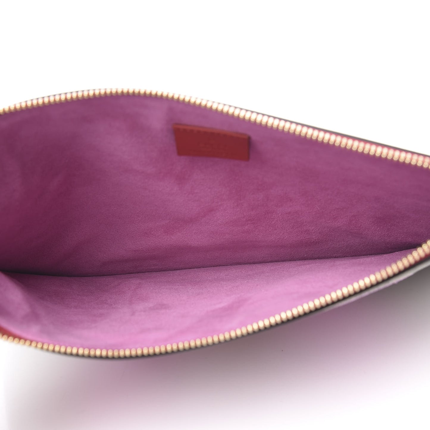 GG Supreme Monogram Bosco Patch Zip Pouch Beige Malva Hibiscus Red