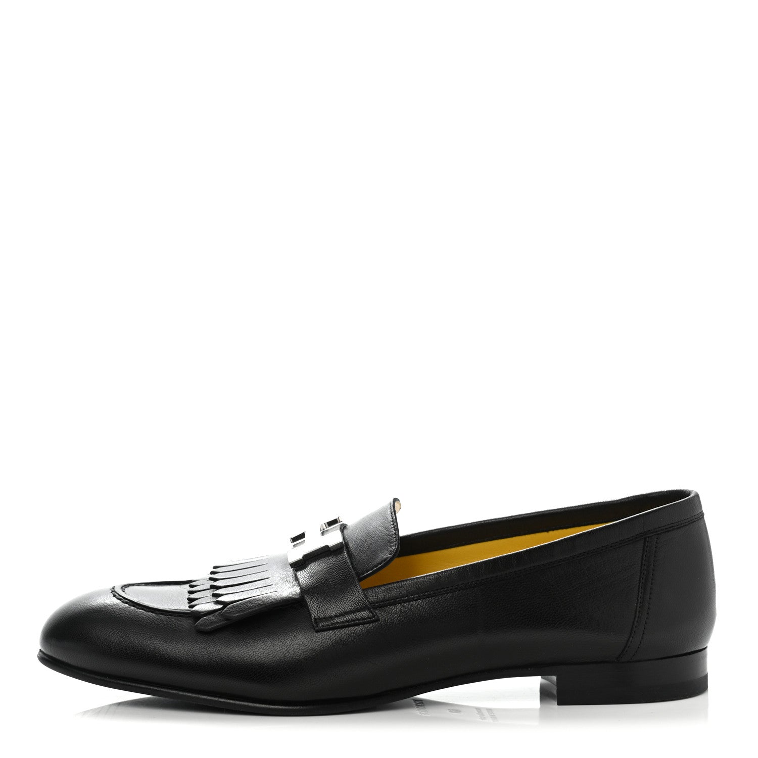 Hermes Goatskin Womens Royal Loafers 41 Black 1 of 8