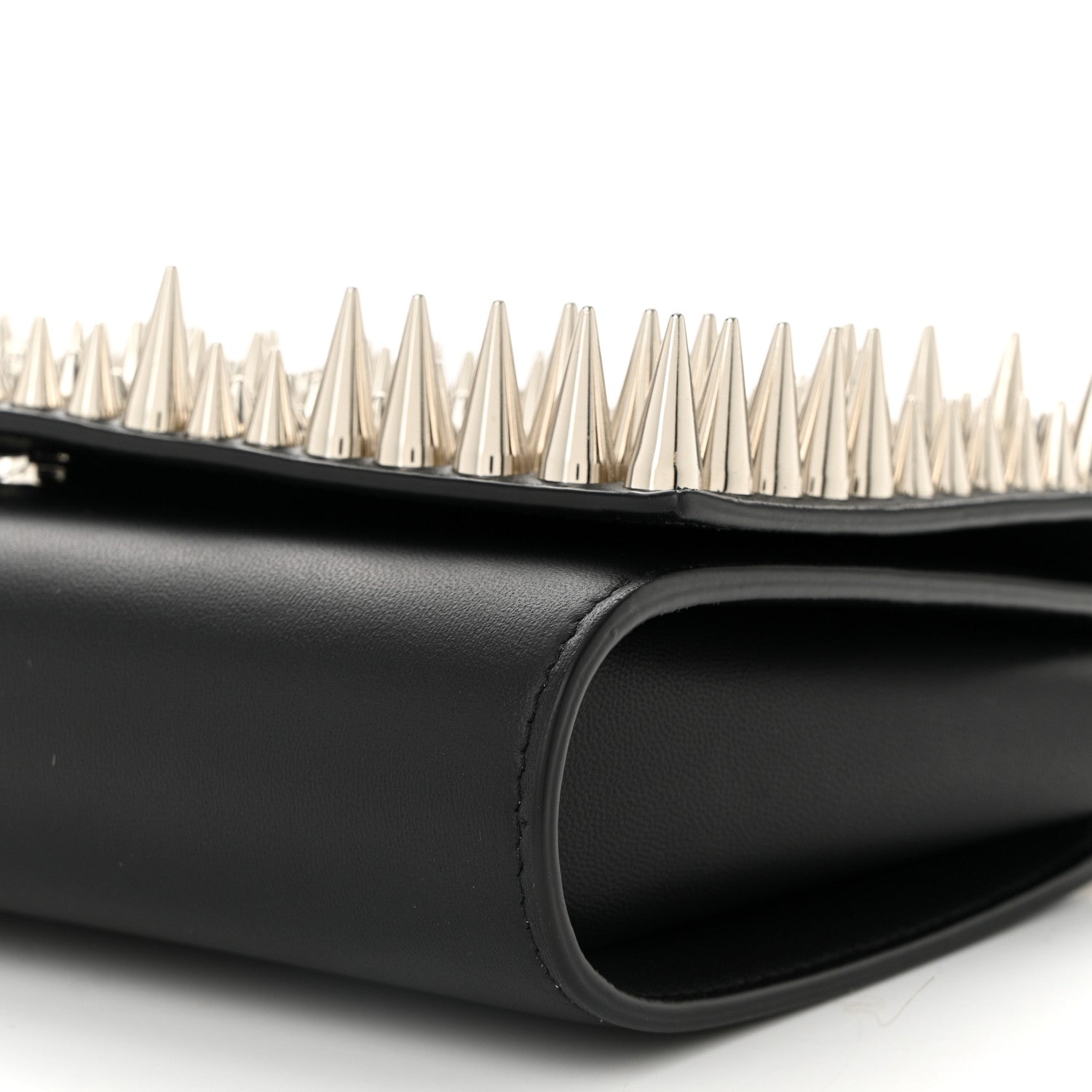 Christian Louboutin Calfskin Spikes Paloma Clutch Black 10 of 11