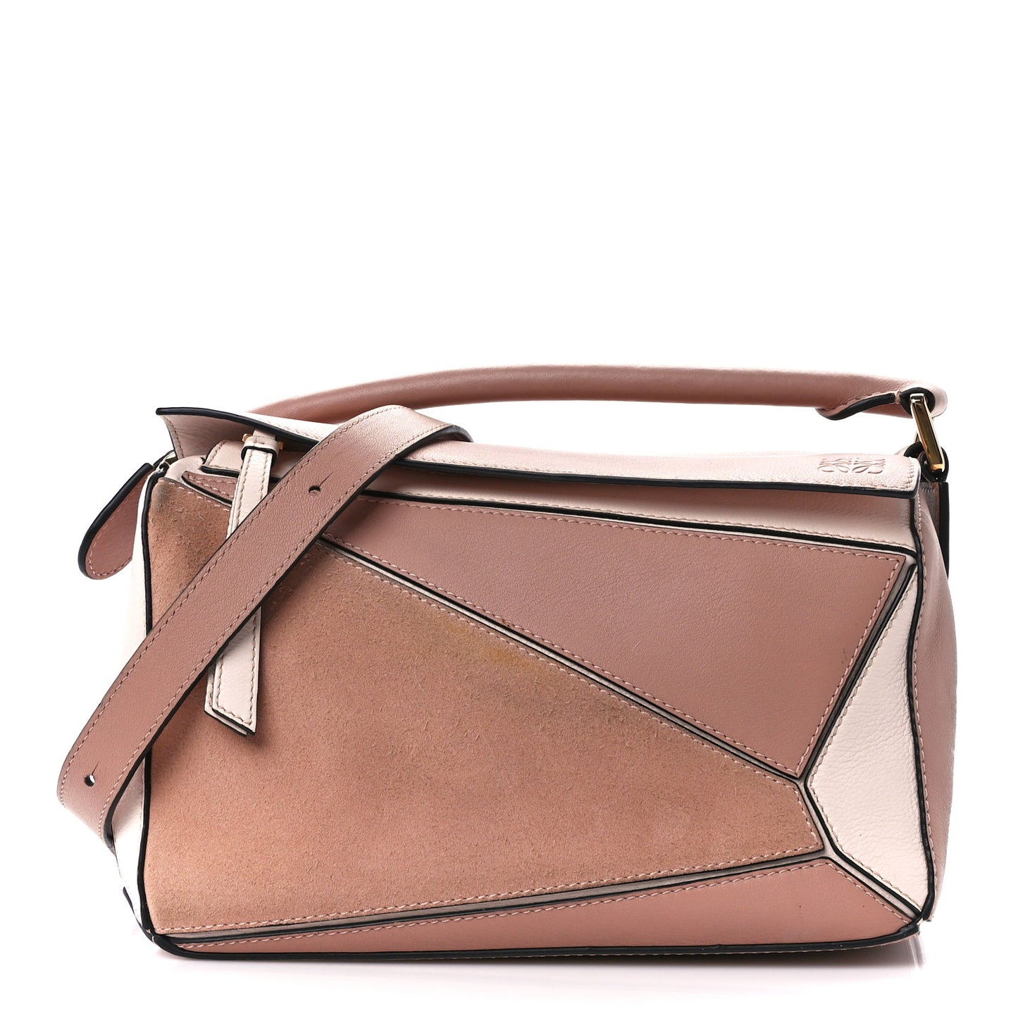 Calfskin Suede Medium Puzzle Bag Blush