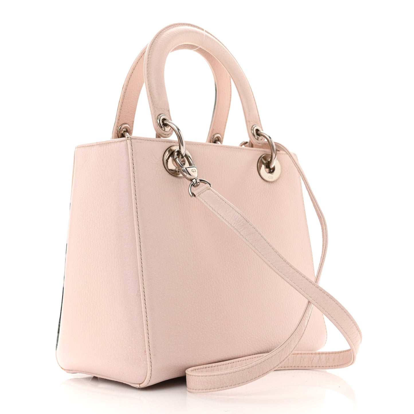 Deerskin Floral Printed Medium Lady Dior Pink