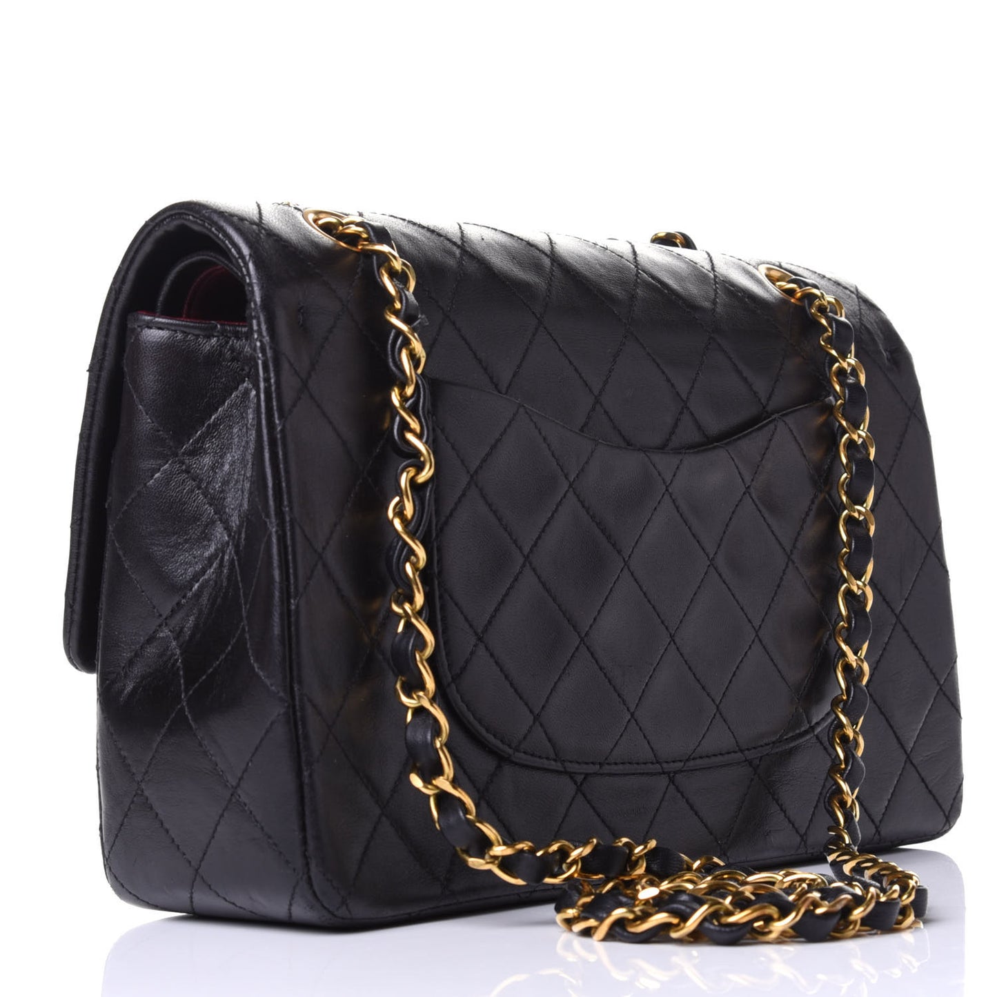 Lambskin Quilted Medium Double Flap Black