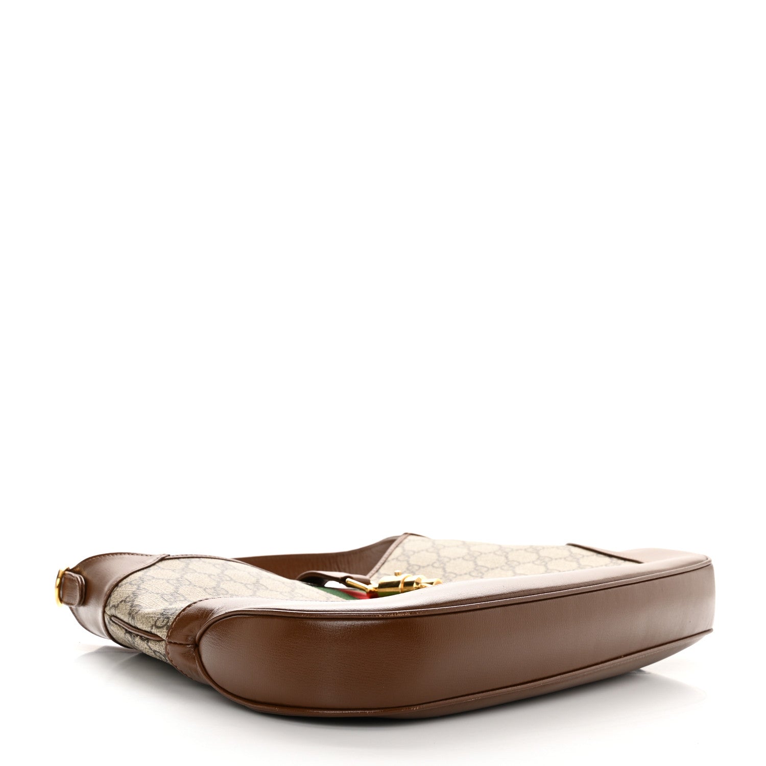 Gucci GG Supreme Monogram Azalea Calfskin Web Medium Jackie 1961 Hobo Beige Ebony Brown Sugar 4 of 10