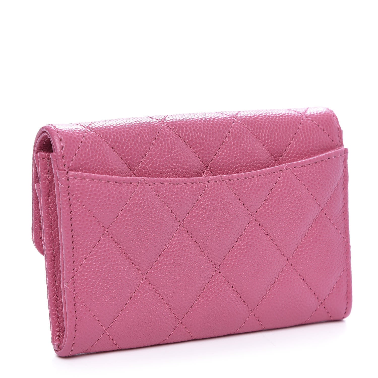 Chanel Caviar Quilted Flap Card Holder Wallet Pink 3 of 9