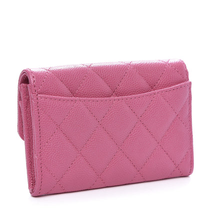 Chanel Caviar Quilted Flap Card Holder Wallet Pink 3 of 9