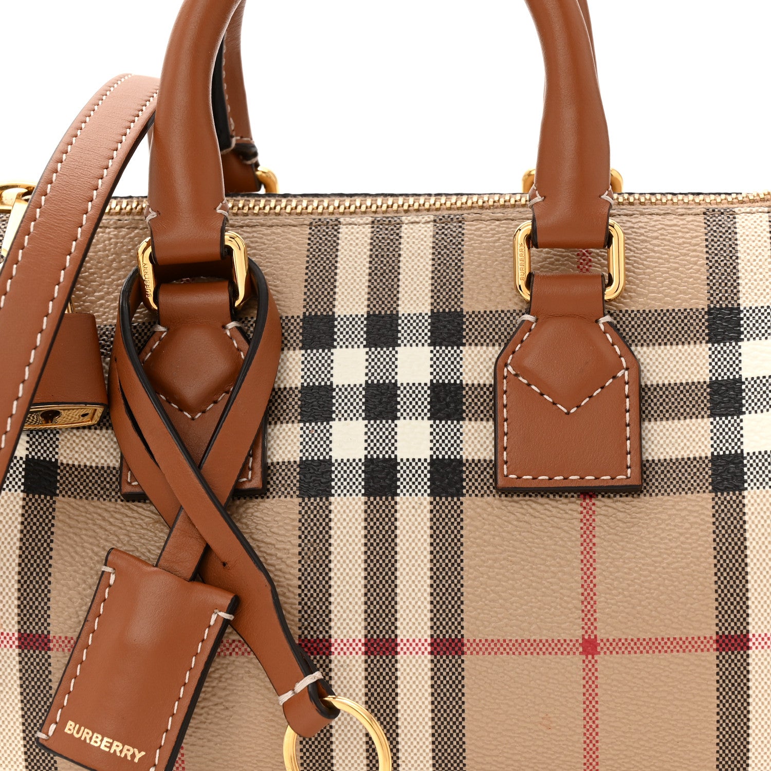 Burberry Vintage Check Mini Bowling Bag Briar Brown 7 of 9