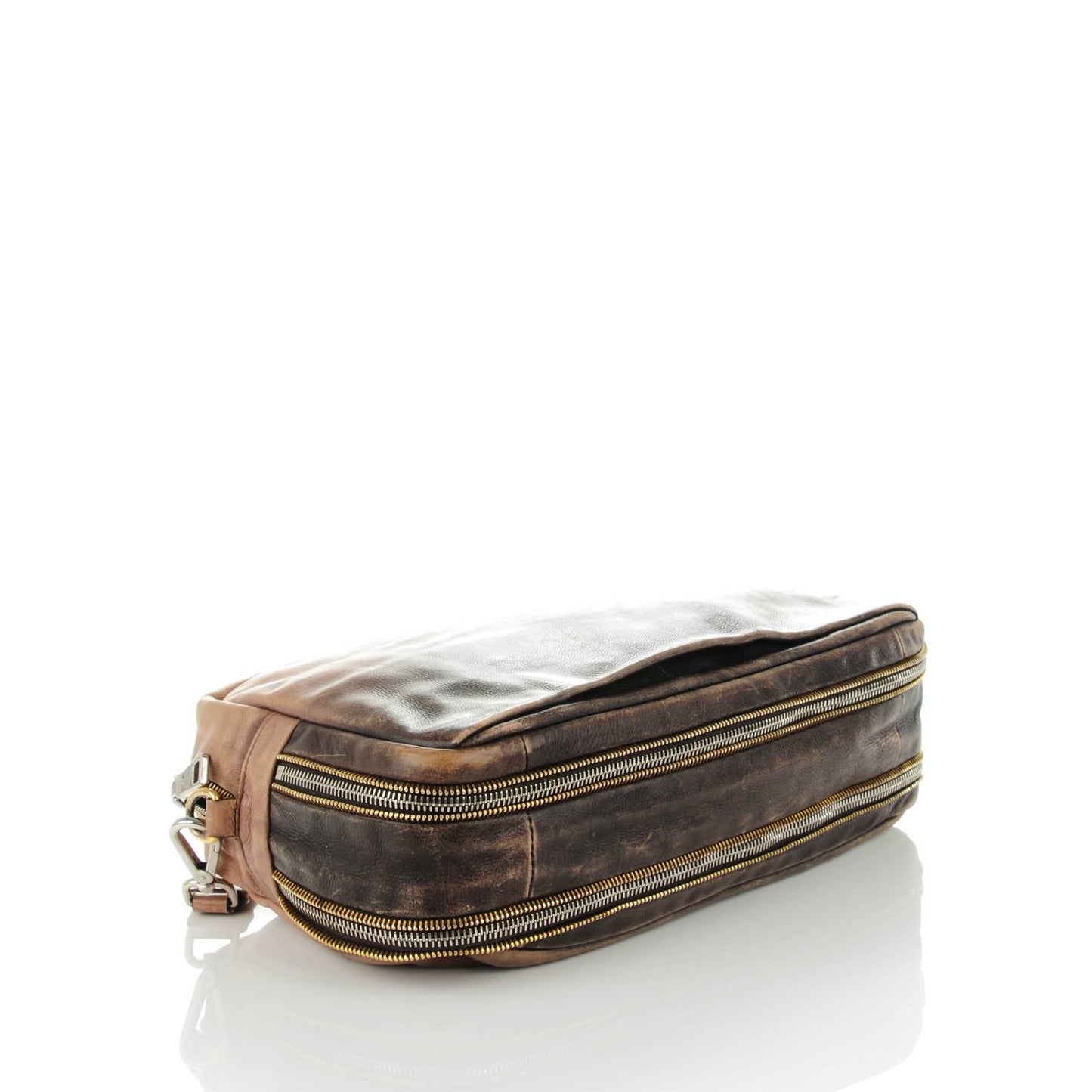 Glace Calfskin Zippers Bauletto Ardesia Nudo