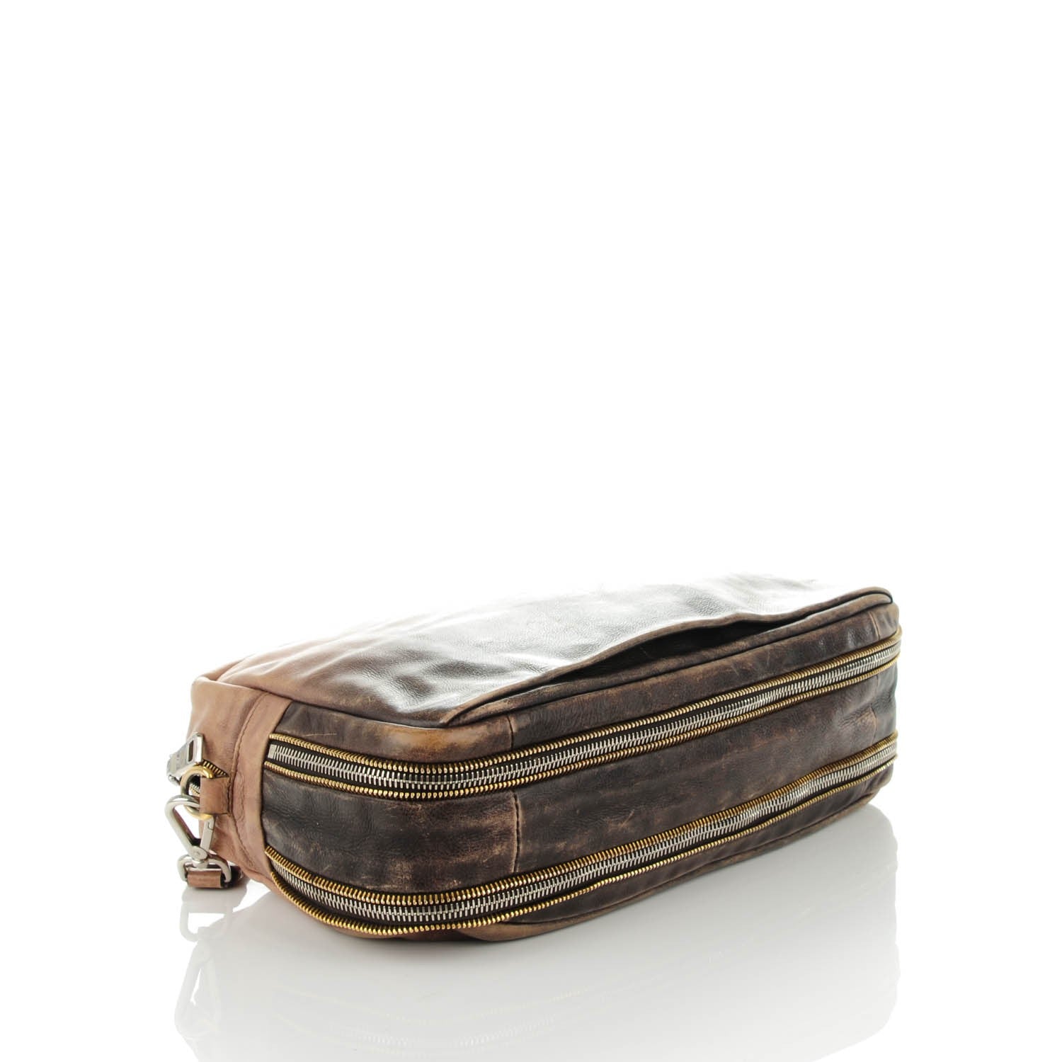 Prada Glace Calfskin Zippers Bauletto Ardesia Nudo 4 of 12