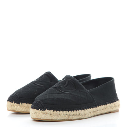 Chanel Canvas Quilted CC Espadrilles 37 Black 3 of 12