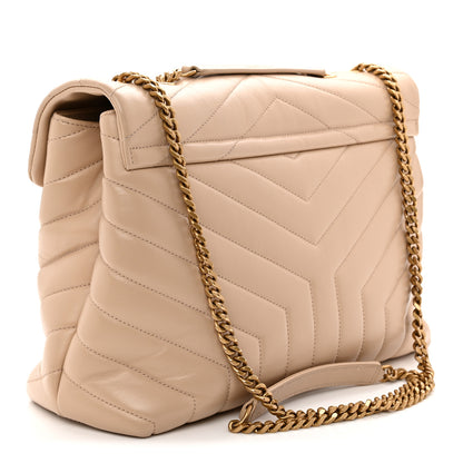 Saint Laurent Calfskin Y Quilted Monogram Medium Loulou Chain Satchel Nude Powder 3 of 11