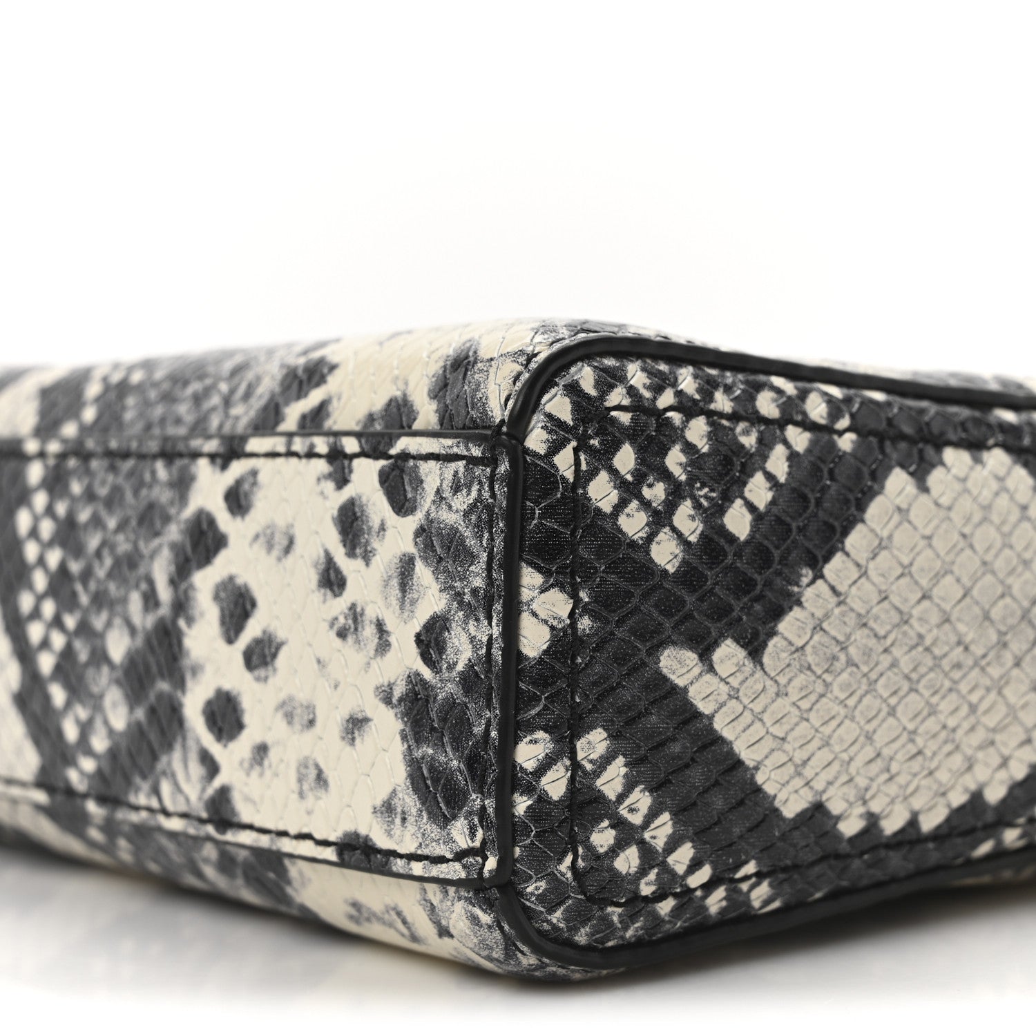 Marc Jacobs Calfskin Snakeskin Embossed Shutter Camera Crossbody Bag Black White 10 of 10